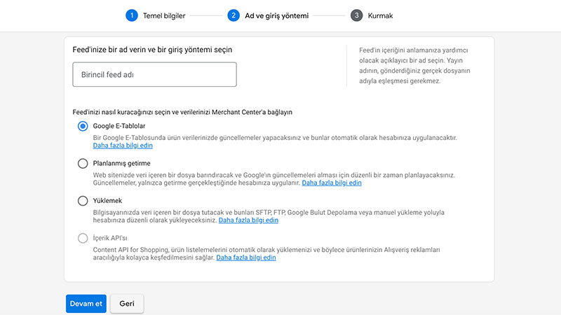 Google Merchant Feed Yükleme