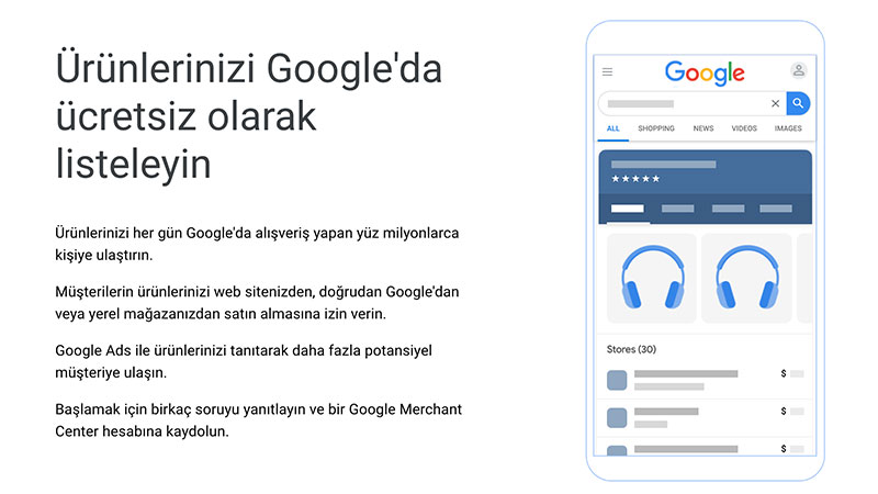 Google Merchant Center Liste Görünümü