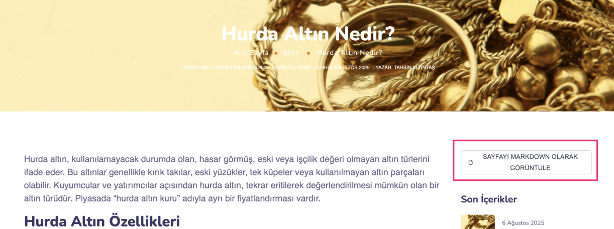 markdown görünümü